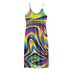 Trippy Rave Print Jersey Midi Cami Dress