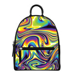 Trippy Rave Print Leather Backpack