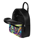 Trippy Rave Print Leather Backpack
