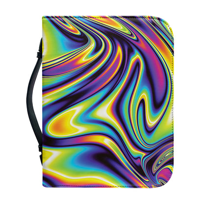 Trippy Rave Print Leather Bible Cover