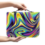 Trippy Rave Print Leather Bible Cover
