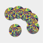 Trippy Rave Print Leather Coaster Set