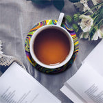 Trippy Rave Print Leather Coaster Set