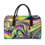 Trippy Rave Print Leather Duffle Bag