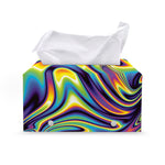 Trippy Rave Print Leather Tissue Box Cover