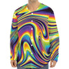 Trippy Rave Print Long Sleeve Baseball Jersey