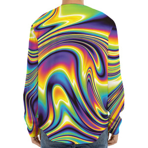 Trippy Rave Print Long Sleeve Baseball Jersey