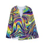 Trippy Rave Print Long Sleeve Short Coat