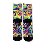 Trippy Rave Print Long Socks