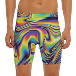Trippy Rave Print Men's Long Boxer Briefs