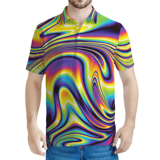 Trippy Rave Print Men's Polo Shirt
