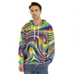 Trippy Rave Print Men's Velvet Pullover Hoodie