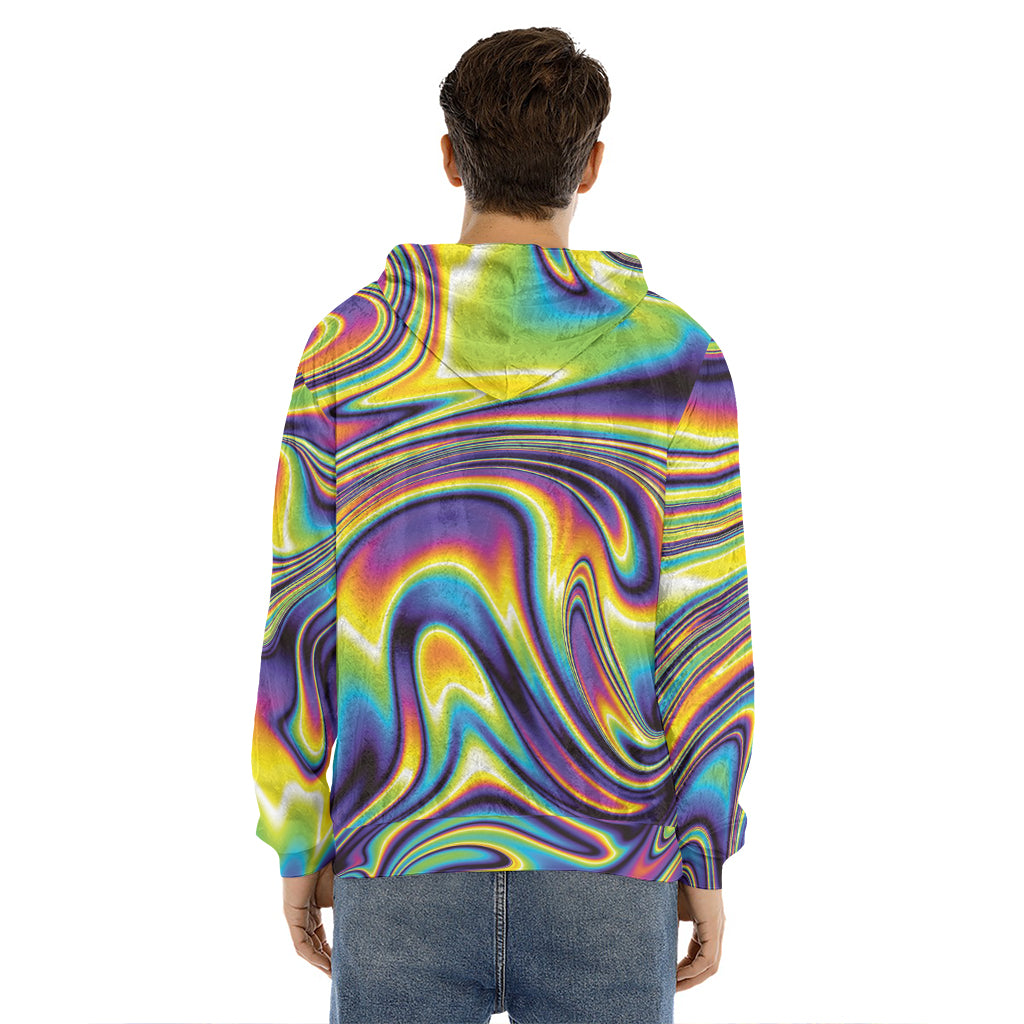 Trippy Rave Print Men's Velvet Pullover Hoodie