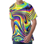 Trippy Rave Print Men's Velvet T-Shirt