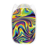 Trippy Rave Print Mesh Laundry Hamper