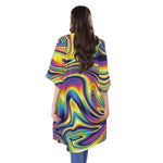 Trippy Rave Print Open Front Beach Cover Up