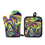 Trippy Rave Print Oven Mitt And Pot Holder Set
