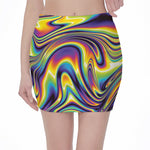 Trippy Rave Print Pencil Mini Skirt