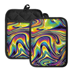 Trippy Rave Print Pot Holders With Pocket