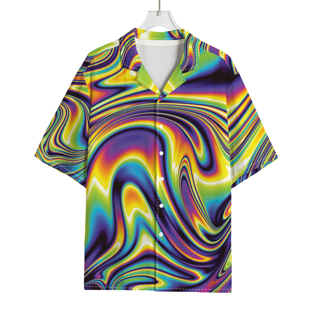 Trippy Rave Print Rayon Hawaiian Shirt
