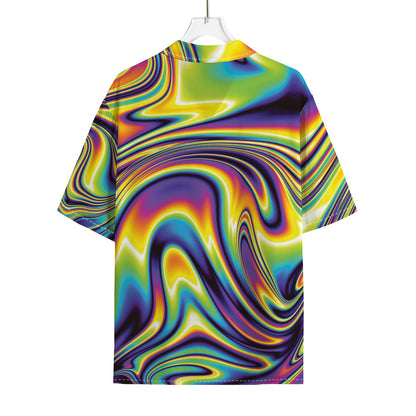 Trippy Rave Print Rayon Hawaiian Shirt