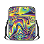 Trippy Rave Print Rectangular Crossbody Bag