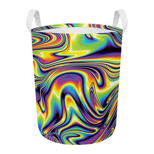 Trippy Rave Print Round Laundry Basket