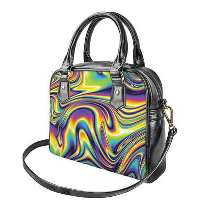 Trippy Rave Print Shoulder Handbag