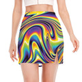 Trippy Rave Print Side Slit Mini Skirt