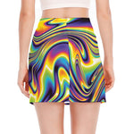 Trippy Rave Print Side Slit Mini Skirt