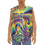 Trippy Rave Print Sleeveless Baseball Jersey