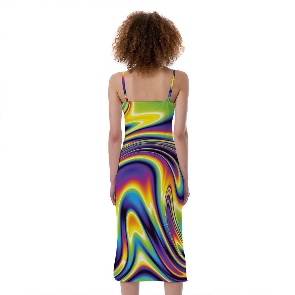 Trippy Rave Print Slim Fit Midi Cami Dress