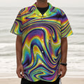 Trippy Rave Print Textured Short Sleeve Shirt