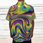 Trippy Rave Print Textured Short Sleeve Shirt