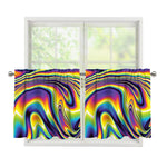 Trippy Rave Print Tier Curtains