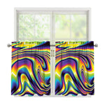 Trippy Rave Print Tier Curtains
