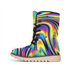 Trippy Rave Print Winter Boots