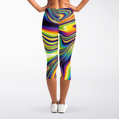 Trippy Rave Print Women's Capri Leggings