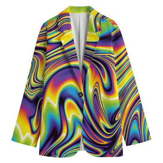 Trippy Rave Print Women's Cotton Blazer