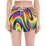 Trippy Rave Print Women's Split Running Shorts