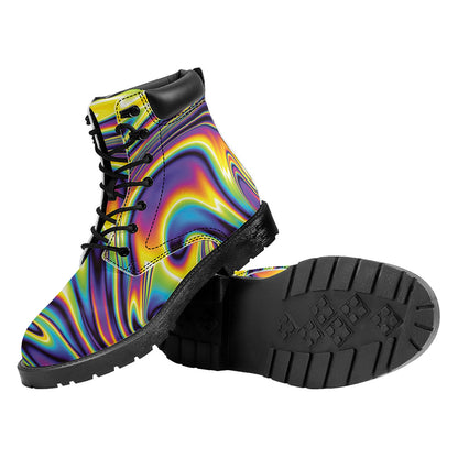 Trippy Rave Print Work Boots