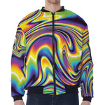Trippy Rave Print Zip Sleeve Bomber Jacket