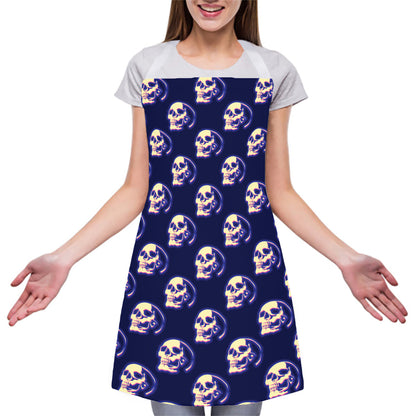 Trippy Skull Pattern Print Adjustable Apron