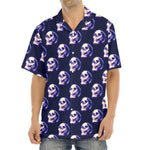 Trippy Skull Pattern Print Aloha Shirt