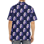 Trippy Skull Pattern Print Aloha Shirt