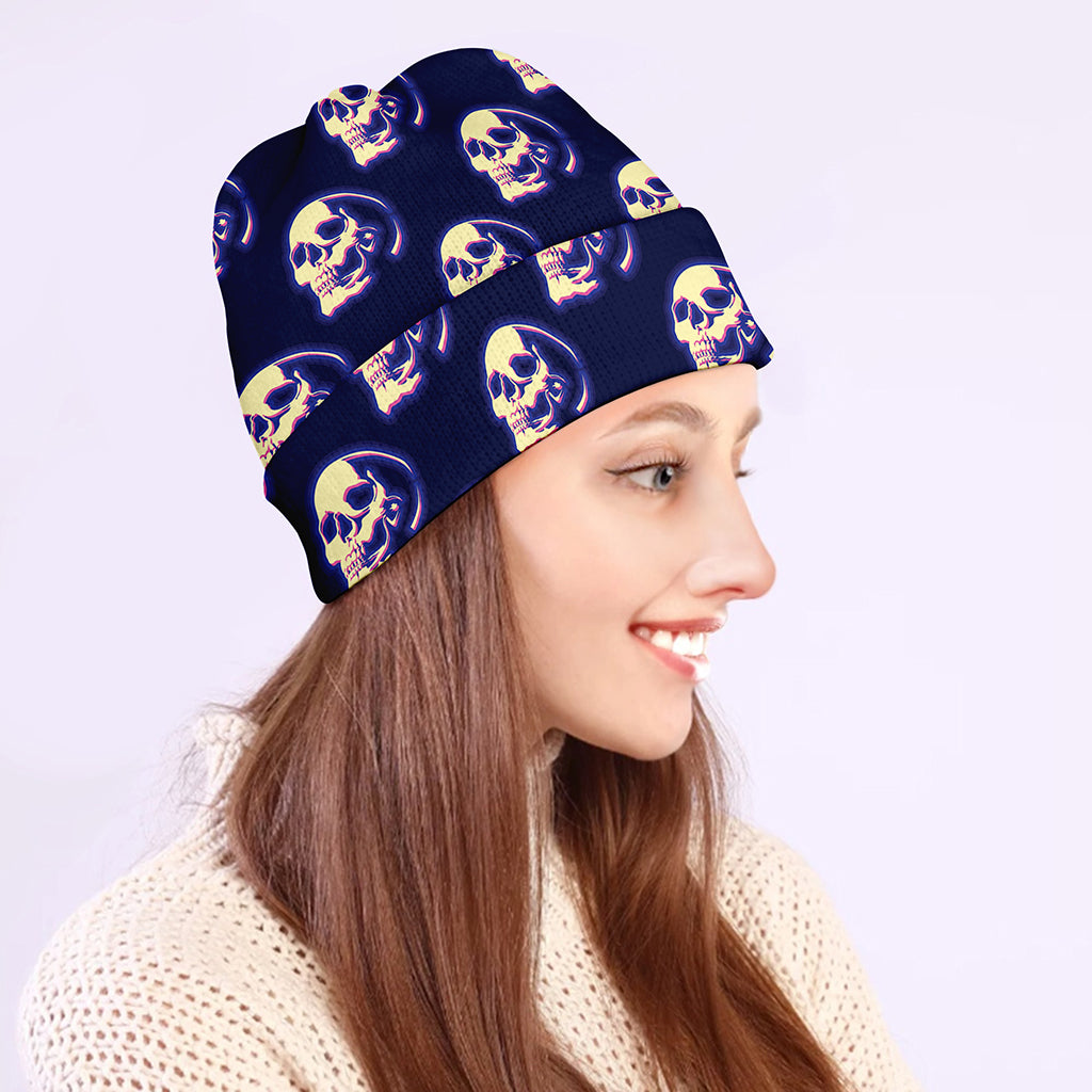Trippy Skull Pattern Print Beanie