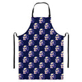 Trippy Skull Pattern Print Bib Apron With Pocket
