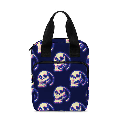 Trippy Skull Pattern Print Bible Tote Bag