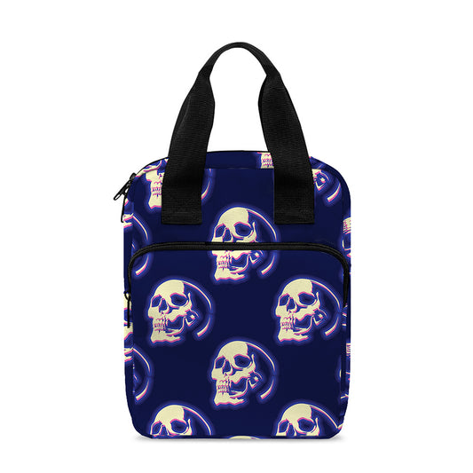 Trippy Skull Pattern Print Bible Tote Bag