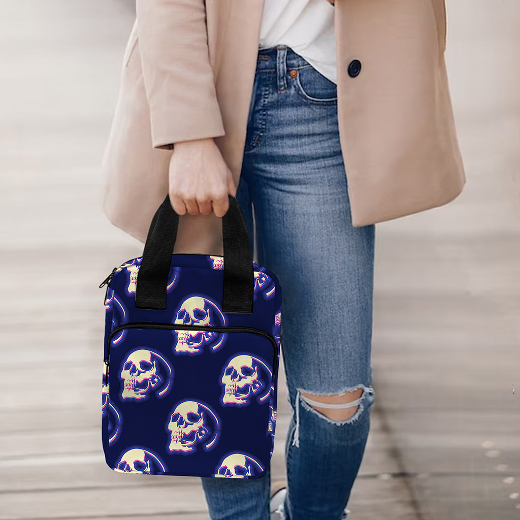 Trippy Skull Pattern Print Bible Tote Bag